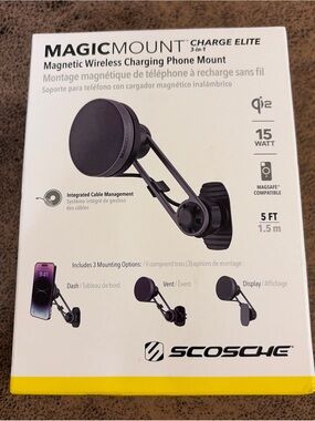 Scosche Qi2 MagSafe Car Mount Charger, 15W Wireless Magnetic Phone